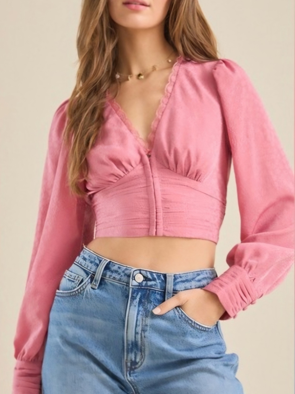 NWOT Altar'd State Bria Satin Corset Long Sleeve Top, Sz. XL
